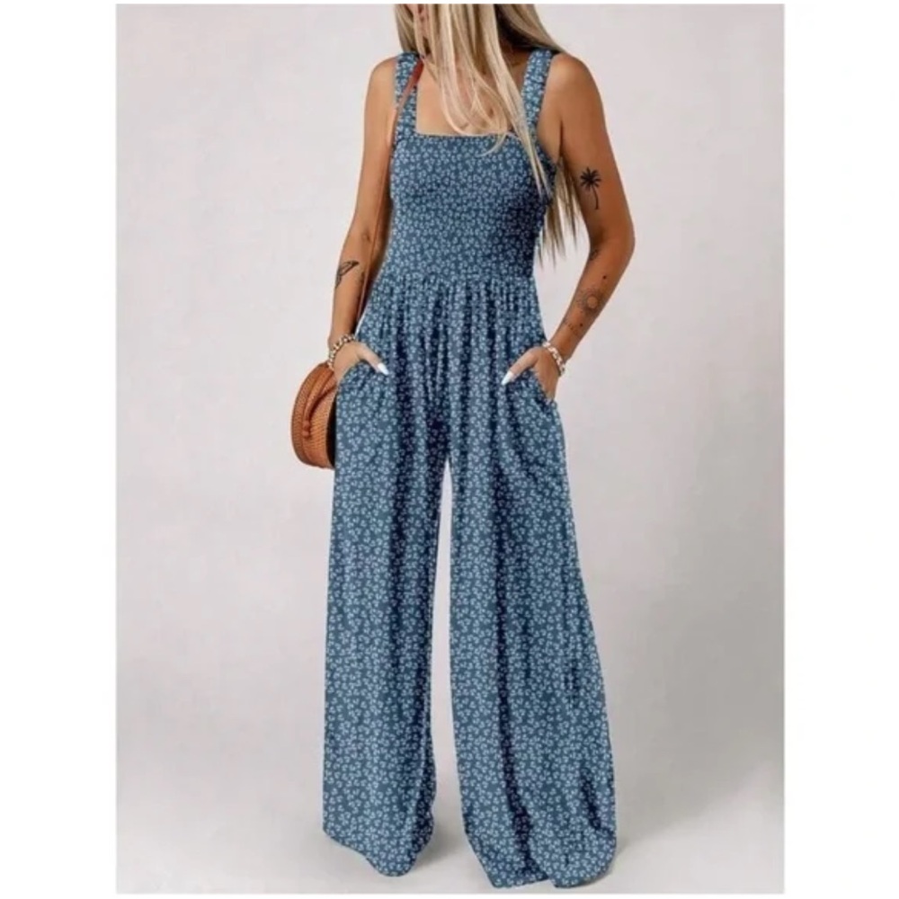 Blue Floral Jumpsuit